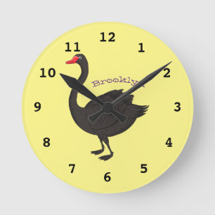 Horloge Ronde Illustration de cygne noir