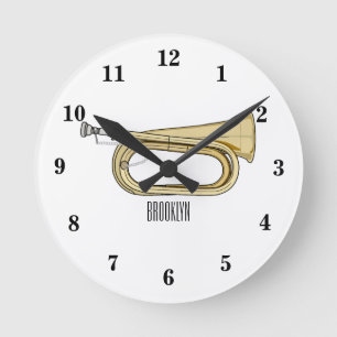 Horloge Ronde Illustration de dessin animé Bugle