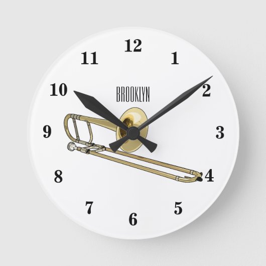 Horloge Ronde Illustration de dessin animé de Trombone (Recto)