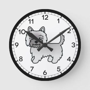 Horloge Ronde Illustration de dessin animé mignon de chien Terri
