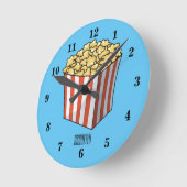 Horloge Ronde Illustration de dessin animé Popcorn (Angle)