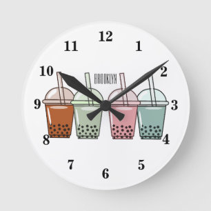 Horloge Ronde Illustration de dessin animé pour le thé de bulle