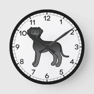 Horloge Ronde Illustration de dessin de chien noir grand Danse