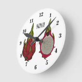 Horloge Ronde Illustration de dragon fruit (Angle)