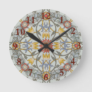 Horloge Ronde Illustration de fleurs en cercle de William Morris