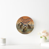 Horloge Ronde Illustration de grenouilles Lily Pads Moon (Maison)