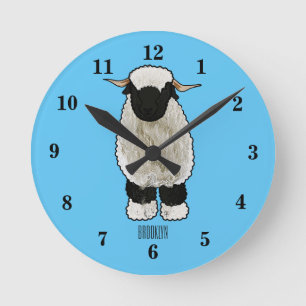 Horloge Ronde Illustration de la caricature de mouton Valais Bla
