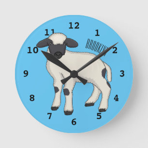 Horloge Ronde Illustration de la caricature de mouton Valais Bla