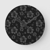 Horloge Ronde Illustration de la fleur noire sur l'Arrière - pla (Recto)