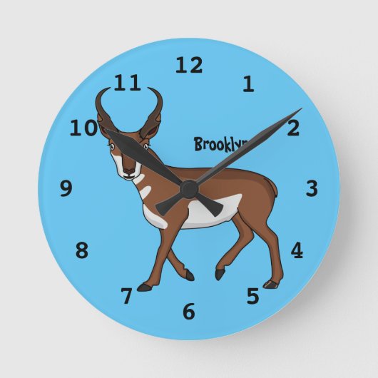 Horloge Ronde Illustration de l'antilope Pronghorn  (Recto)