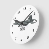 Horloge Ronde Illustration de l'avion de chasse (Angle)