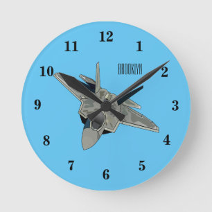 Horloge Ronde Illustration de l'avion de chasse