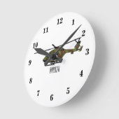 Horloge Ronde Illustration de l'hélicoptère de l'armée (Angle)