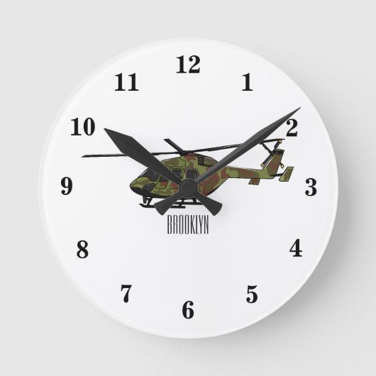 Horloge Ronde Illustration de l'hélicoptère de l'armée (Recto)