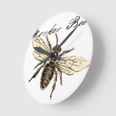 Horloge Ronde Illustration de l'insecte d'abeille vintage (Angle)