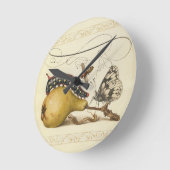 Horloge Ronde Illustration de l'insecte du fruit du papillon (Angle)