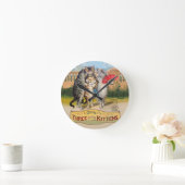 Horloge Ronde Illustration de l'oie des trois petits chatons (Maison)