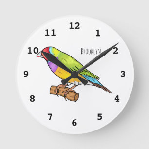 Horloge Ronde Illustration de l'oiseau de taille gouldienne