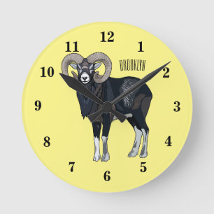 Horloge Ronde Illustration de mouflon, mouton