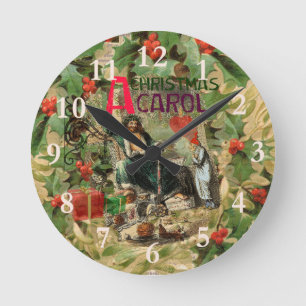 Horloge Ronde Illustration de Noël Carol Scrooge Art