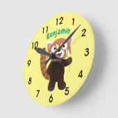 Horloge Ronde Illustration de panda rouge mignon (Angle)