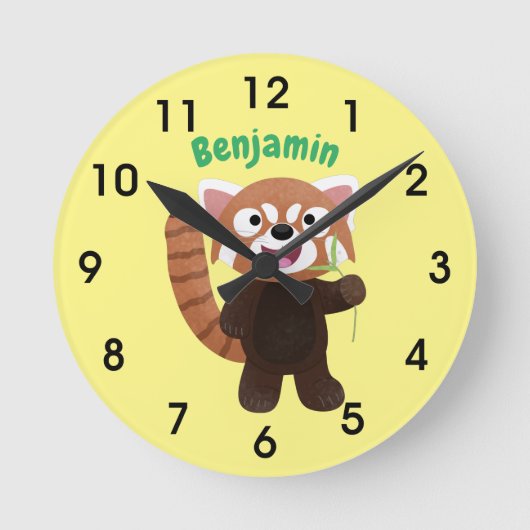 Horloge Ronde Illustration de panda rouge mignon (Recto)