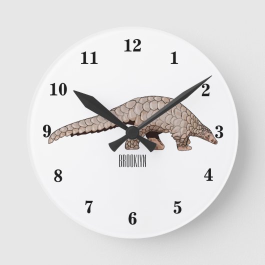 Horloge Ronde Illustration de Pangolin (Recto)