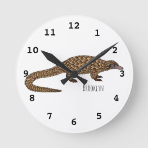 Horloge Ronde Illustration de pangolin à queue longue