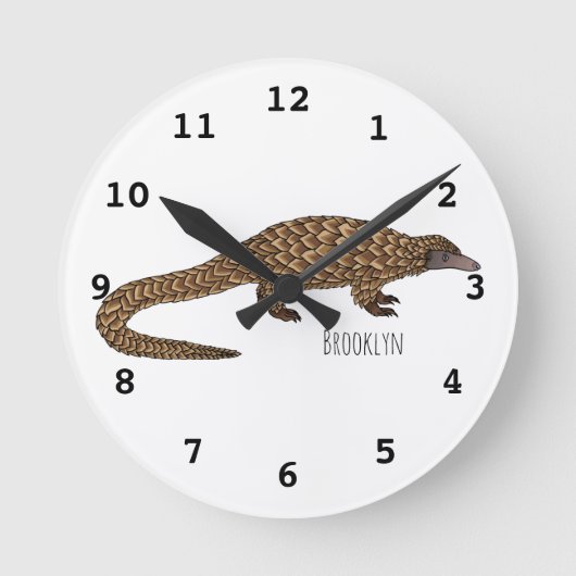 Horloge Ronde Illustration de pangolin à queue longue (Recto)
