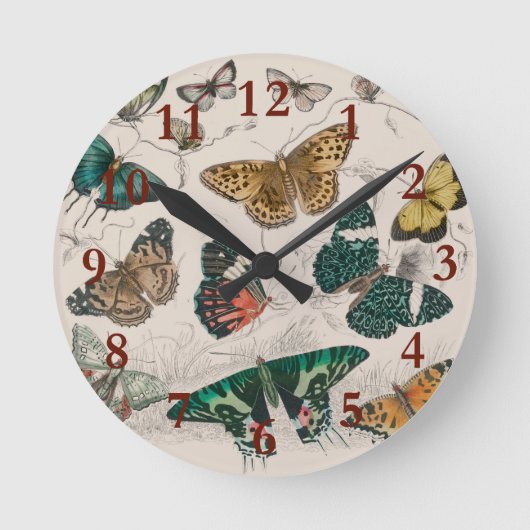 Horloge Ronde Illustration de papillon antique : 1820 Orfèvre (Recto)