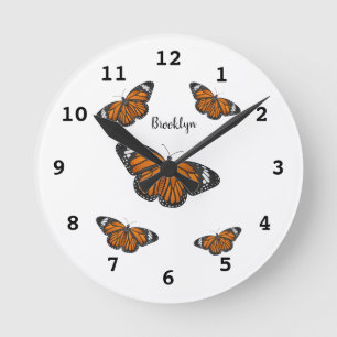 Horloge Ronde Illustration de papillon monarque