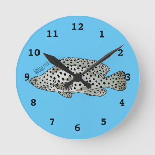 Horloge Ronde illustration de poisson mérou bossu de dessin anim