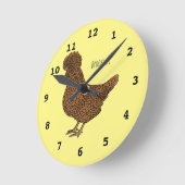 Horloge Ronde Illustration de poulet à la polis chamois  (Angle)