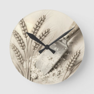 Horloge Ronde Illustration de racloir de pâte en farine avec des