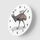 Horloge Ronde Illustration d'Emu bird (Angle)