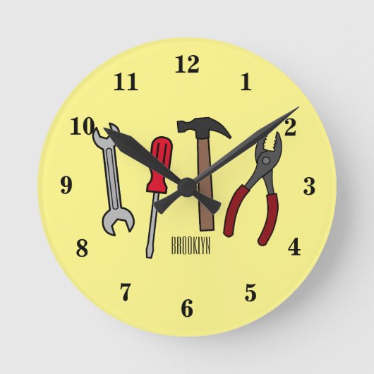 Horloge Ronde Illustration des outils de menuiserie (Recto)
