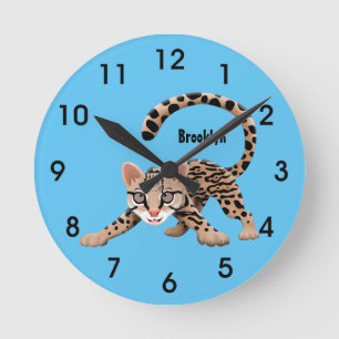 Horloge Ronde Illustration d'ocelot mignon