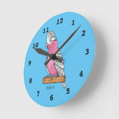 Horloge Ronde Illustration d'oiseau de Galah (Angle)
