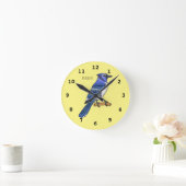 Horloge Ronde Illustration d'oiseau de jay bleu (Maison)