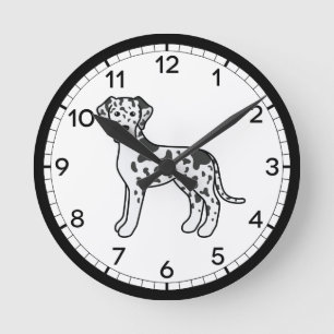 Horloge Ronde Illustration du chien de dessin animé Arlequin Gre