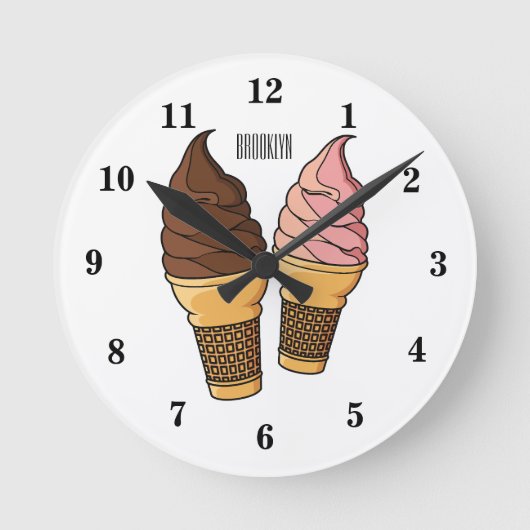 Horloge Ronde Illustration du cône de crème glacée (Recto)