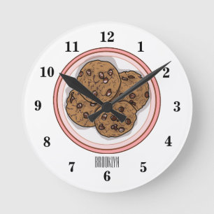Horloge Ronde Illustration du cookie de puce à chocolat