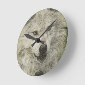 Horloge Ronde Illustration du crayon de loup d'argent (Angle)