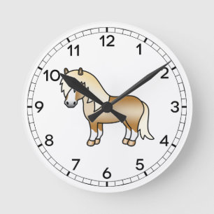 Horloge Ronde Illustration du dessin animé Palomino Shetland Pon