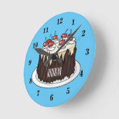 Horloge Ronde Illustration du gâteau de la Forêt-Noire (Angle)