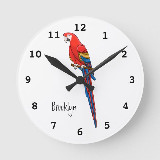 Horloge Ronde Illustration du perroquet de macaw Scarlet (Recto)