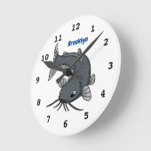 Horloge Ronde Illustration du poisson-chat mignon (Angle)