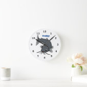 Horloge Ronde Illustration du poisson-chat mignon (Maison)