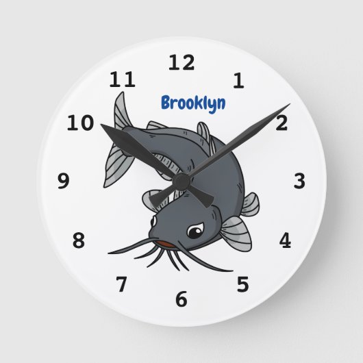 Horloge Ronde Illustration du poisson-chat mignon (Recto)
