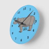 Horloge Ronde Illustration du rhinocéros de Javan (Angle)